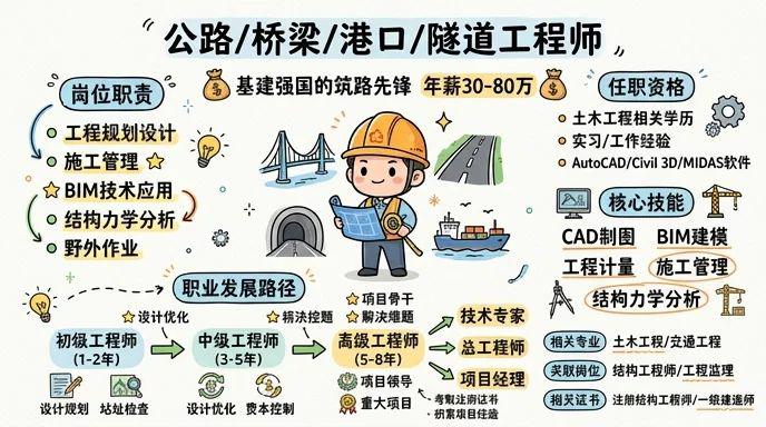 公路/桥梁/港口/隧道工程 - 基建强国的筑路先锋，年薪30-80万的硬核技术岗