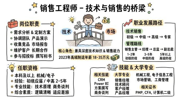 销售工程师 - 技术与销售的桥梁，高薪与成长并存