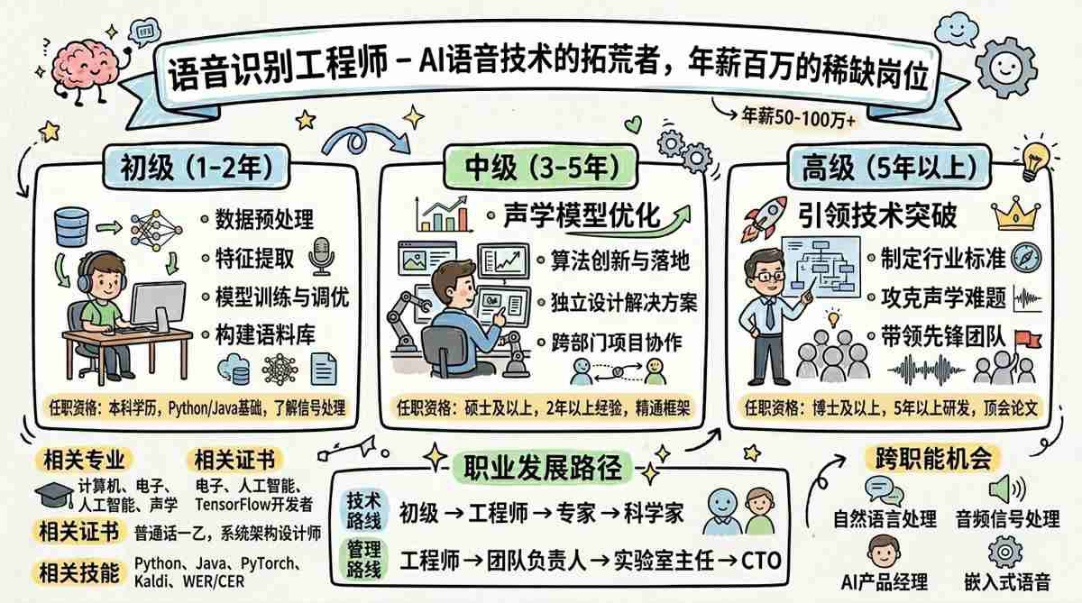 语音识别工程师 - AI语音技术的拓荒者，年薪百万的稀缺岗位
