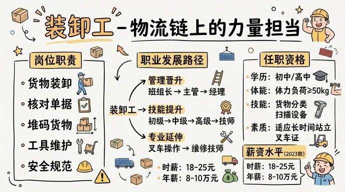 装卸工 - 物流链上的力量担当，多劳多得的实干型岗位
