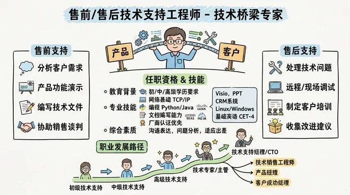 售前/售后技术支持工程师 - 技术桥梁专家，连接产品与客户价值