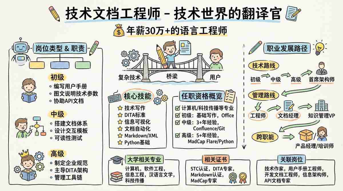 技术文档工程师 - 技术世界的翻译官，年薪30万+的语言工程师
