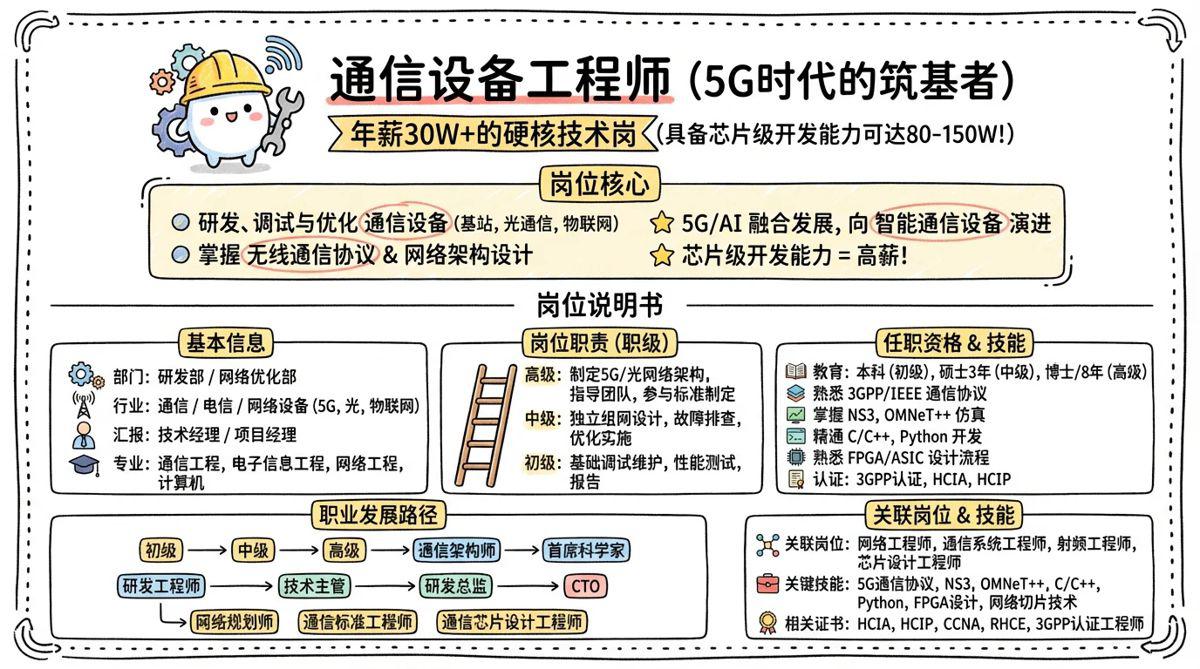 通信设备工程师 - 5G时代的筑基者，年薪30W+的硬核技术岗
