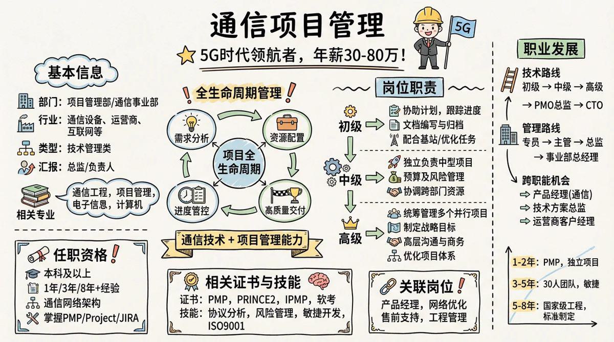 通信项目管理 - 5G时代的项目领航者，年薪30-80万的技术管理复合型人才