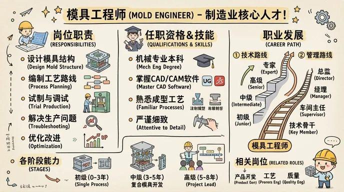 模具工程师 - 制造业核心人才，年薪15-30万起步