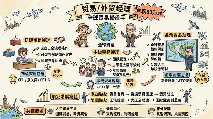 贸易/外贸经理/主管 - 全球贸易操盘手，年薪30万起