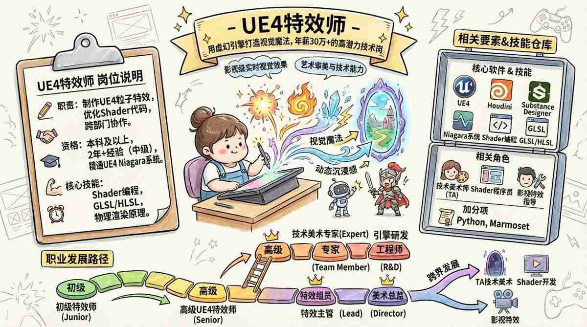 UE4特效师 - 用虚幻引擎打造视觉魔法，年薪30万+的高潜力技术岗