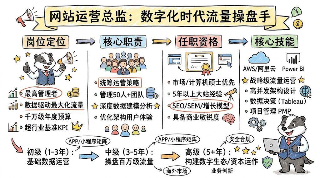 网站运营总监 - 数字化时代流量操盘手，年薪30万+战略决策岗