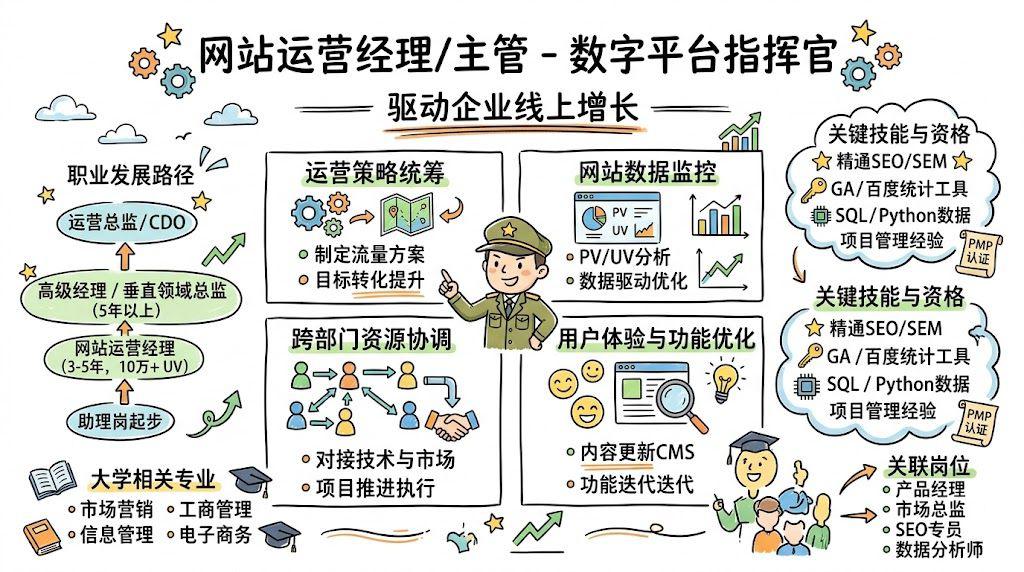 网站运营经理/主管 - 数字平台指挥官，驱动企业线上增长